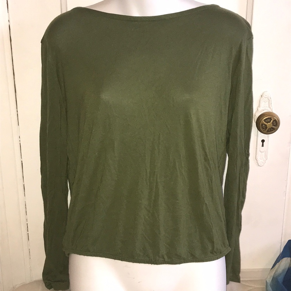 H&M •Army Green Open Back Blouse • M